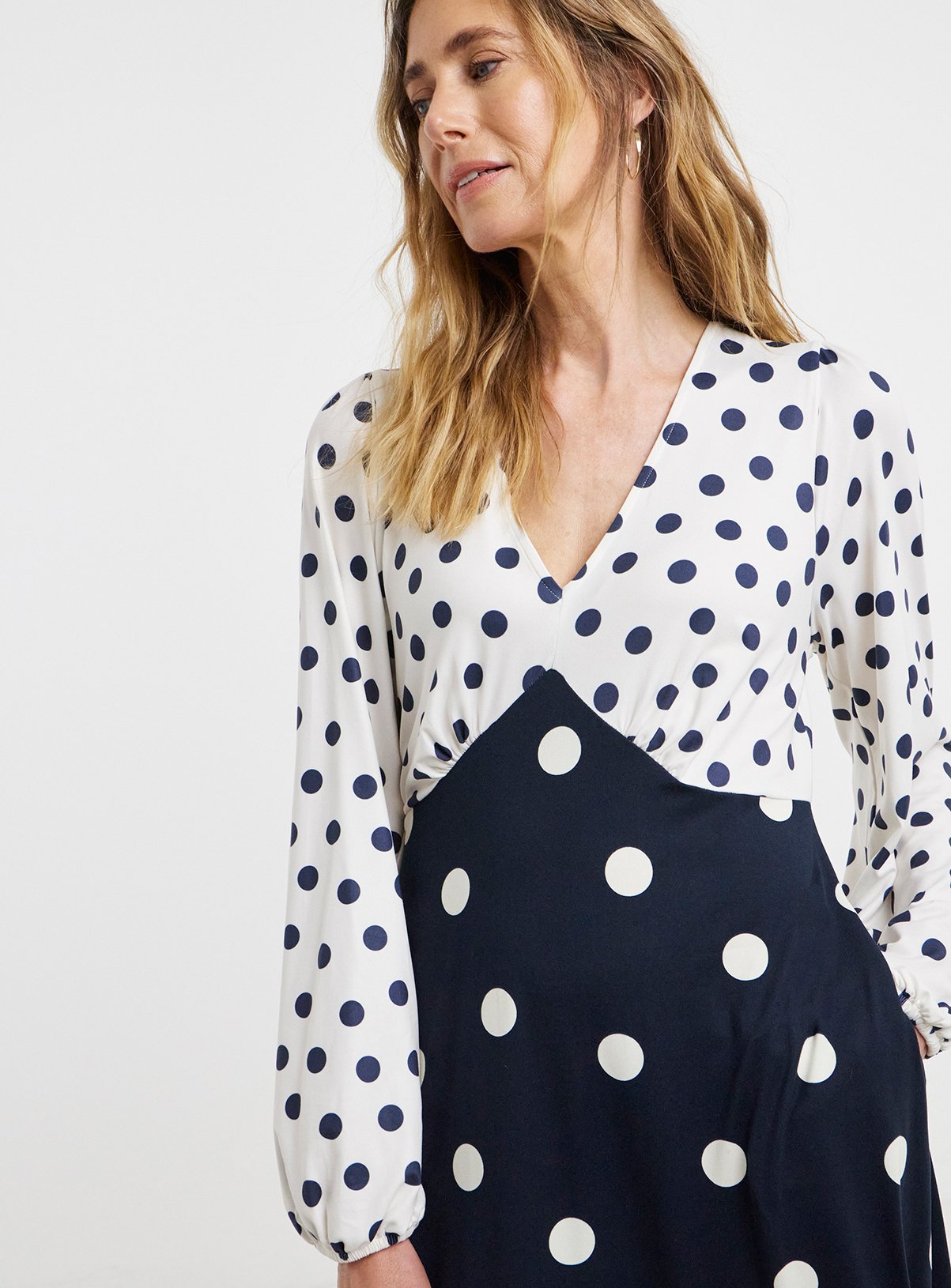 JD WILLIAMS Soft Touch Spot Print Midi Tea Dress 28 - Image 4 thumbnail